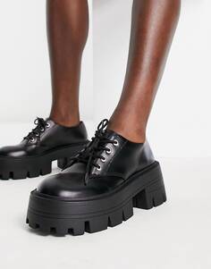 Черные массивные туфли на плоской подошве со шнуровкой ASOS DESIGN Musk