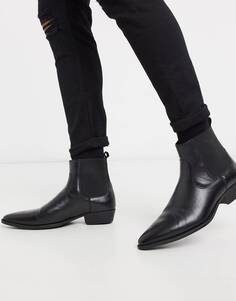 Черные ботинки челси из искусственной кожи с кубинским каблуком ASOS DESIGN - BLACK