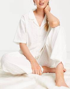 Белый пижамный комплект из рубашки и брюк Topshop