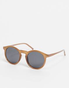 Круглые солнцезащитные очки в ретро-стиле в коричневой оправе ASOS DESIGN