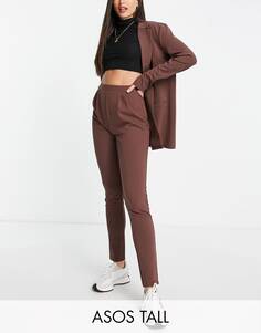 Зауженные брюки цвета мокко из джерси ASOS DESIGN Tall