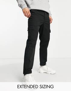 Черные зауженные брюки карго с пуговицами ASOS DESIGN