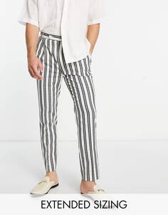 Элегантные зауженные брюки белого цвета в элегантную полоску ASOS DESIGN