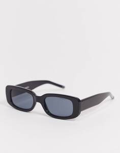 Черные солнцезащитные очки в прямоугольной оправе с черными линзами ASOS DESIGN - BLACK