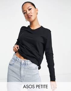 Черная футболка с длинным рукавом из смесового хлопка ASOS DESIGN Petite Ultimate - BLACK