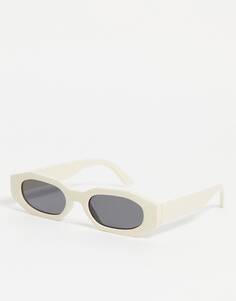 Скошенные солнцезащитные очки ASOS DESIGN в оправе цвета экрю и дымчатых линзах