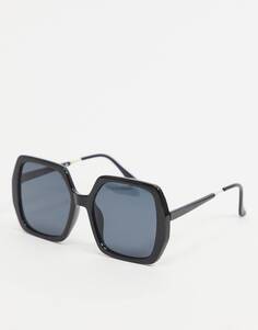 Черные блестящие солнцезащитные очки в крупной оправе в стиле 70-х ASOS DESIGN