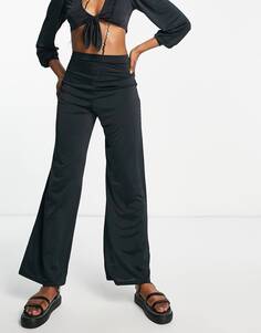 Обтягивающие широкие брюки черного цвета Miss Selfridge