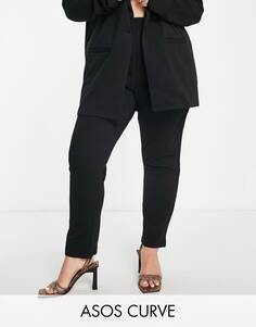 Черные зауженные брюки из джерси ASOS DESIGN Curve