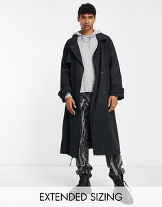 Черный тренч оверсайз ASOS DESIGN