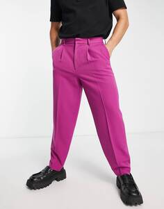 Пурпурные зауженные брюки свободного кроя ASOS DESIGN