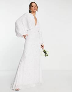 Белое свадебное платье с пайетками и рукавами-кимоно ASOS EDITION Ciara