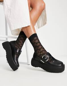 Черные массивные туфли на плоской подошве в стиле Мэри Джейн ASOS DESIGN Morgana