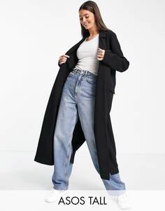 Черный мягкий плащ ASOS DESIGN Tall