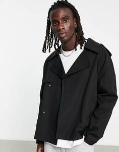 Черный укороченный тренч ASOS DESIGN