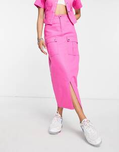 Розовая юбка макси в стиле милитари COLLUSION
