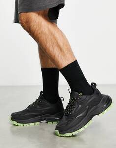 Черные кроссовки ASOS DESIGN tech с зелеными деталями