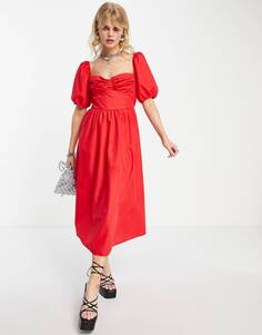 Красное платье миди с чашечками Topshop