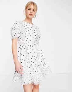Моно-платье мини чайного цвета с оборками и оборками Topshop