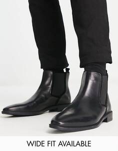 Черные кожаные ботинки челси ASOS DESIGN