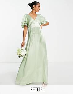 Платье миди цвета шалфея Topshop Petite vera blend с вырезом на спине и сердечком - GREEN