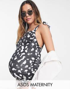 Однотонный купальник с принтом в горошек ASOS DESIGN Maternity Maternity