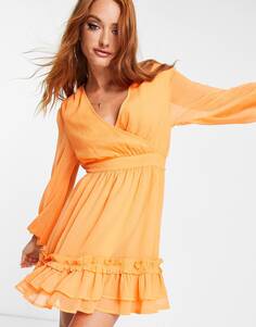 Оранжевое плиссированное мини-платье в стиле Reclaimed Vintage