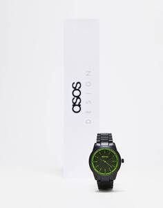 Черные часы с браслетом ASOS Day Social с черным циферблатом и неоновыми деталями