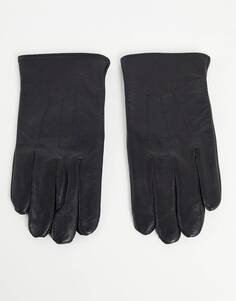 Черные кожаные перчатки унисекс с сенсорным экраном ASOS DESIGN