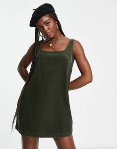 Зеленое вельветовое платье трапециевидной формы ASOS DESIGN