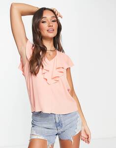 Розовая блузка с оборками ASOS DESIGN