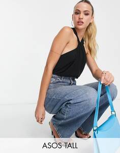 Черный боди с высоким узлом на спине ASOS DESIGN Tall