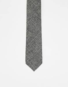 Узкий галстук серо-кремовой текстурной ткани ASOS DESIGN