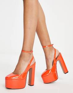 Оранжевые туфли на высоком каблуке на платформе ASOS DESIGN Pronto
