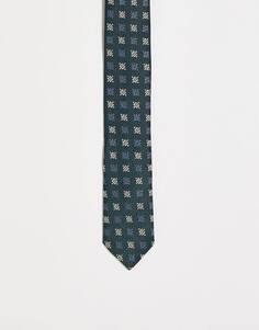 Бирюзовый галстук скинни с геометрическим рисунком ASOS DESIGN