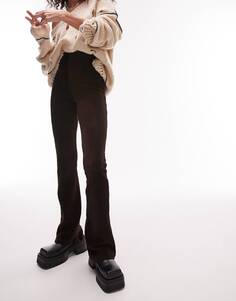 Расклешенные брюки из эластичного вельвета Topshop шоколадного цвета