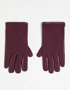 Темно-красные перчатки ASOS DESIGN из смеси искусственной кожи и натуральной замши