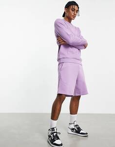 Фиолетовый спортивный костюм со свитшотом и шортами оверсайз ASOS DESIGN