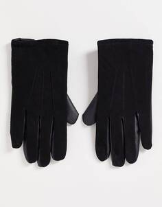 Черные перчатки из смеси искусственной кожи и натуральной замши ASOS DESIGN
