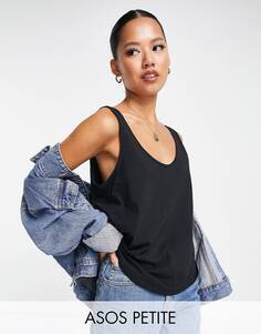 Черный жилет с круглым вырезом из смесового хлопка ASOS DESIGN Petite - BLACK