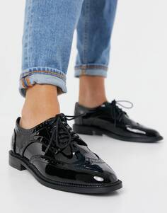 Черные туфли на плоской подошве со шнуровкой ASOS DESIGN More
