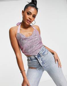 Розовый шарф на бретелях с пайетками ASOS DESIGN