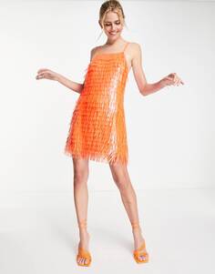 Оранжевое платье мини с пайетками ASOS DESIGN