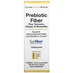 Пребиотическая Клетчатка с Куркумой, Имбирем и Босвеллией California Gold Nutrition, 3 пакетика по 6,3 г