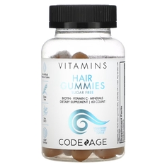 Codeage Витамины жевательные таблетки для волос без сахара биотин витамин C минералы клубника и кокос, 60 шт
