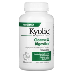 Kyolic Экстракт выдержанного чеснока очищение от кандида и пищеварение формула 102, 200 вегетарианских таблеток