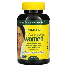 Мультивитаминная и Минеральная Добавка для Женщин с Цельными Пищевыми Концентратами NaturesPlus Source of Life, 120 таблеток