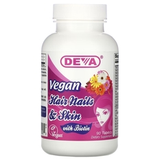 Deva Веганский продукт для волос ногтей и кожи с биотином, 90 таблеток