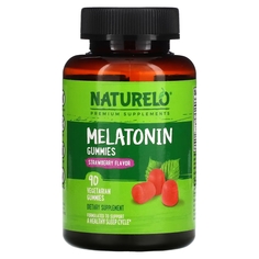Мелатонин в Жевательных Таблетках NATURELO со вкусом клубники, 90 вегетарианских таблеток