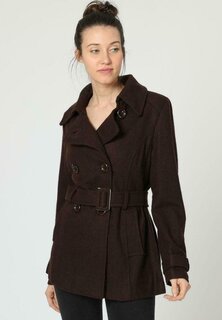 Пальто короткое Sense с ремешком, коричневый